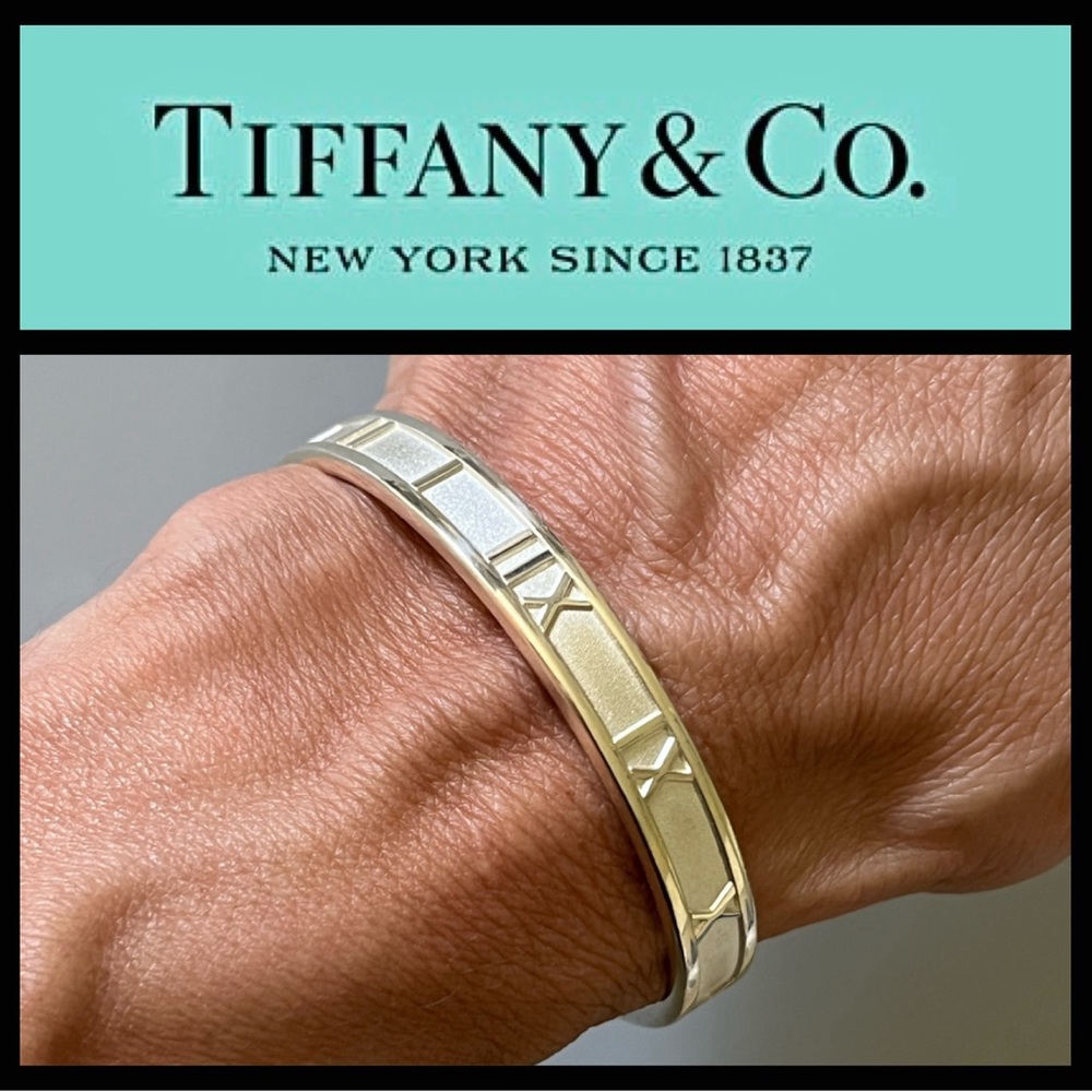 Tiffany & Co. Silver Atlas Roman Numeral Cuff Bracelet